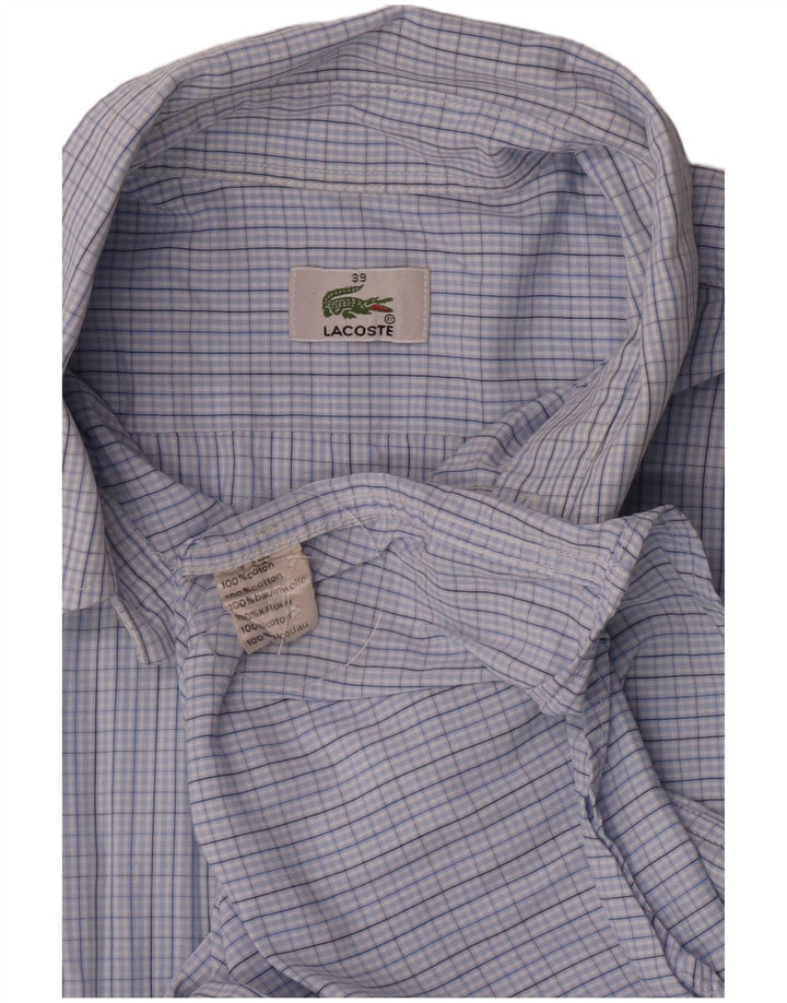 Camisa Lacoste Hombre Manga Corta Talla 39 Algodón Vichy Azul Medio