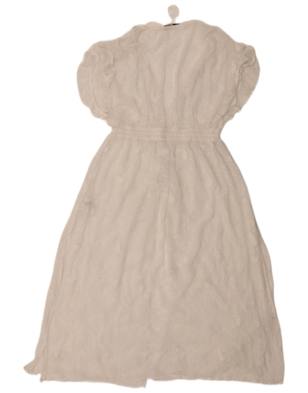 Zara Vestido largo transparente para mujer UK 8 Small White Paisley Poliéster