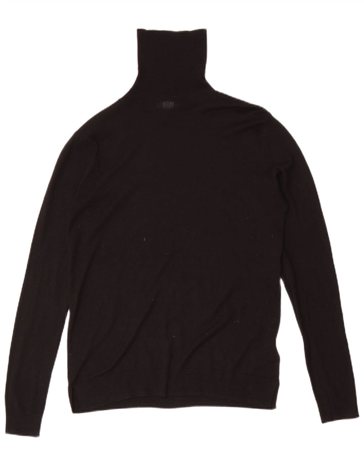 Suéter básico para mujer con cuello vuelto, talla 10, acrílico negro pequeño