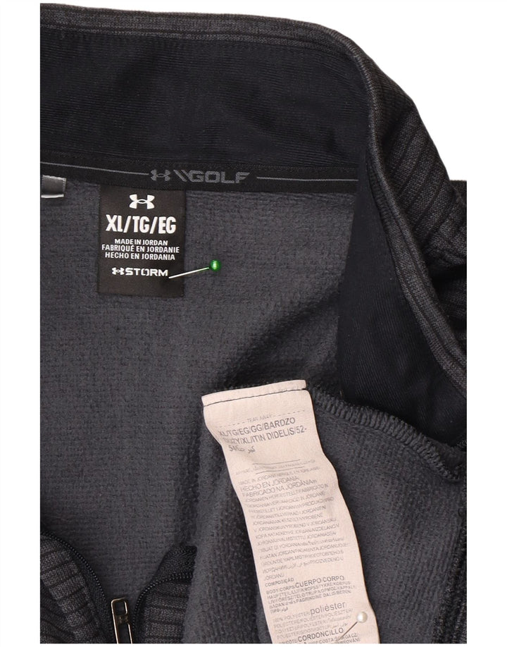 Under Armour Hombre Storm-Fit Zip Neck Jersey Chándal Top XL Gris Rayas