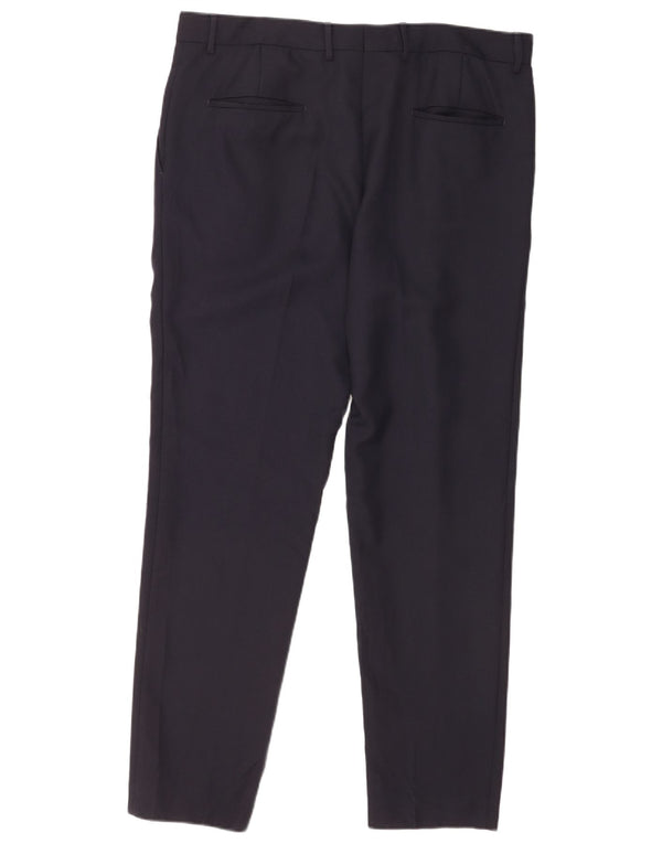 Hugo Boss Pantalón de traje con pinzas para hombre UK 54 2XL W38 L32 Azul marino Poliéster
