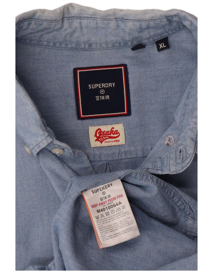 Camisa Superdry Hombre XL Algodón Azul