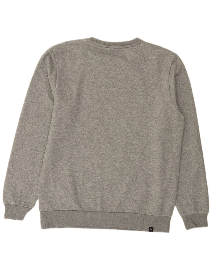 PUMA Sudadera con gráfico para hombre, jersey de algodón moteado gris grande