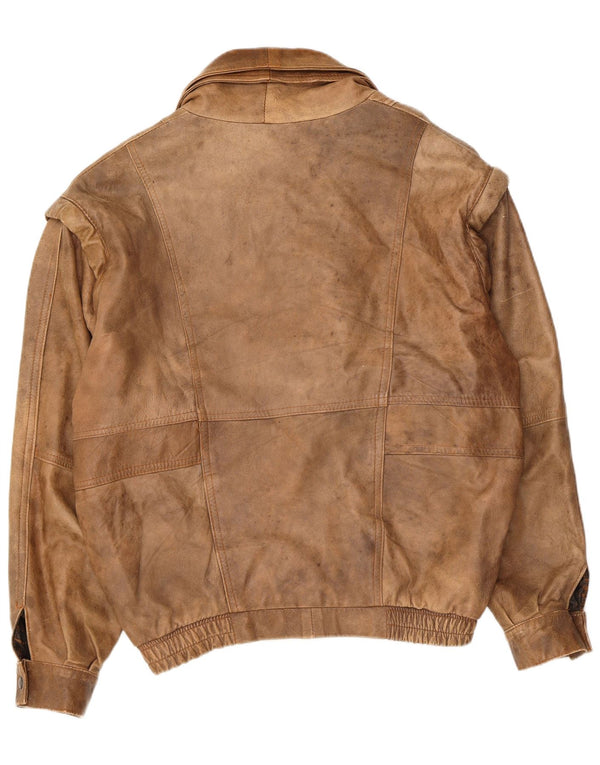 Vintage hombres chaqueta de cuero Reino Unido 40 grande beige
