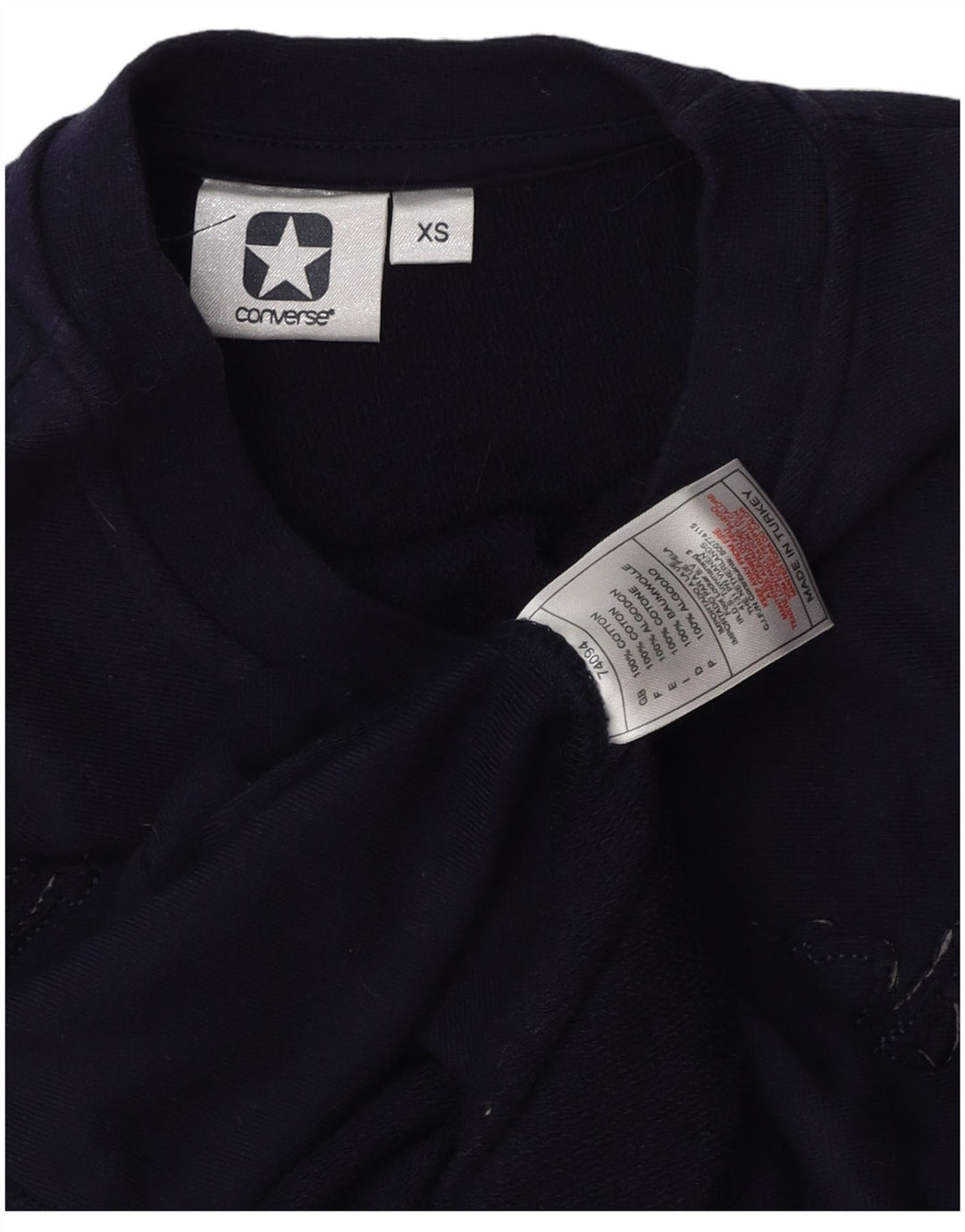CONVERSE Sudadera con gráfico extragrande para mujer UK 6 XS Azul marino