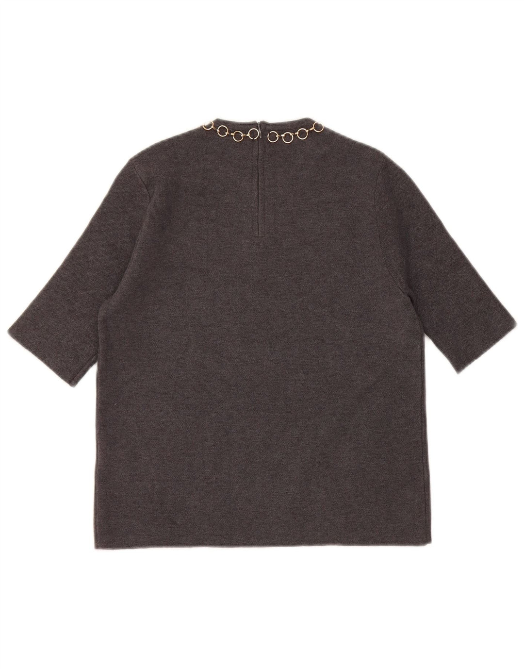 Zara Mujer Crop Blusa Top UK 10 Small Gris Viscosa