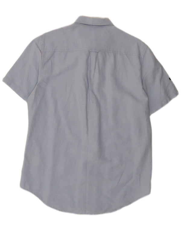 Superdry Camisa De Manga Corta Para Hombre De Lino Azul Grande