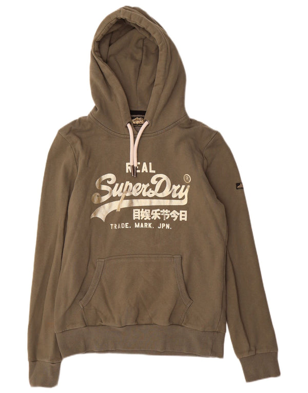 Superdry Jersey con capucha extragrande y gráfico para mujer Reino Unido 10 Small Algodón caqui