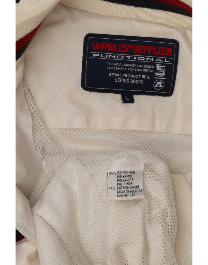 WPM Chaqueta bomber con estampado de Wildcats para hombre, talla 40, color blanco
