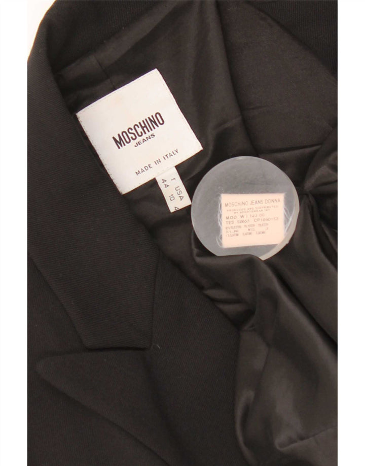 Moschino Chaqueta Blazer De 1 Botón Para Mujer UK 44 Poliéster Negro Mediano