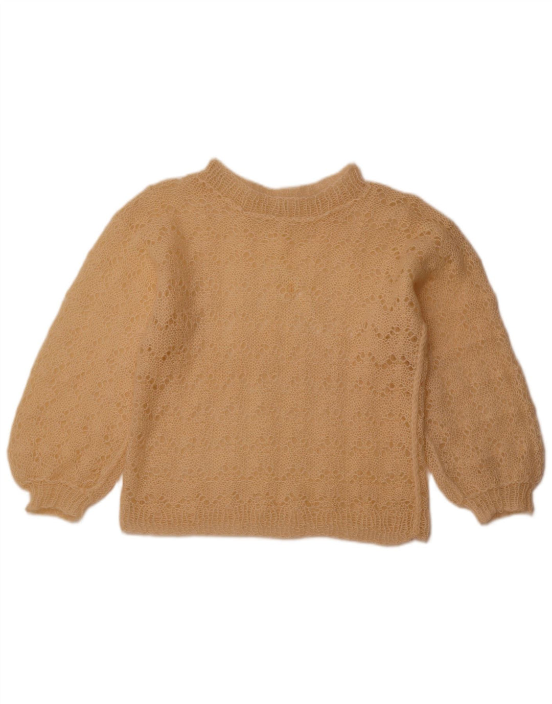 VINTAGE Mujer Crop Boat Neck Jumper Suéter Reino Unido 12 Medio Beige