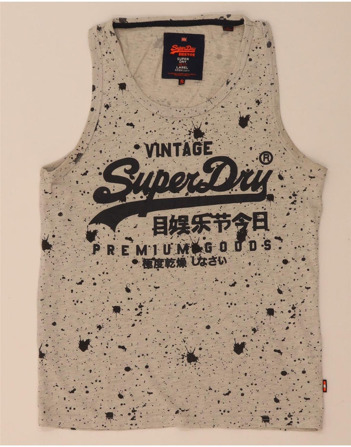 Superdry Hombre Camiseta Sin Mangas Con Gráfico Pequeño De Algodón Con Manchas Grises
