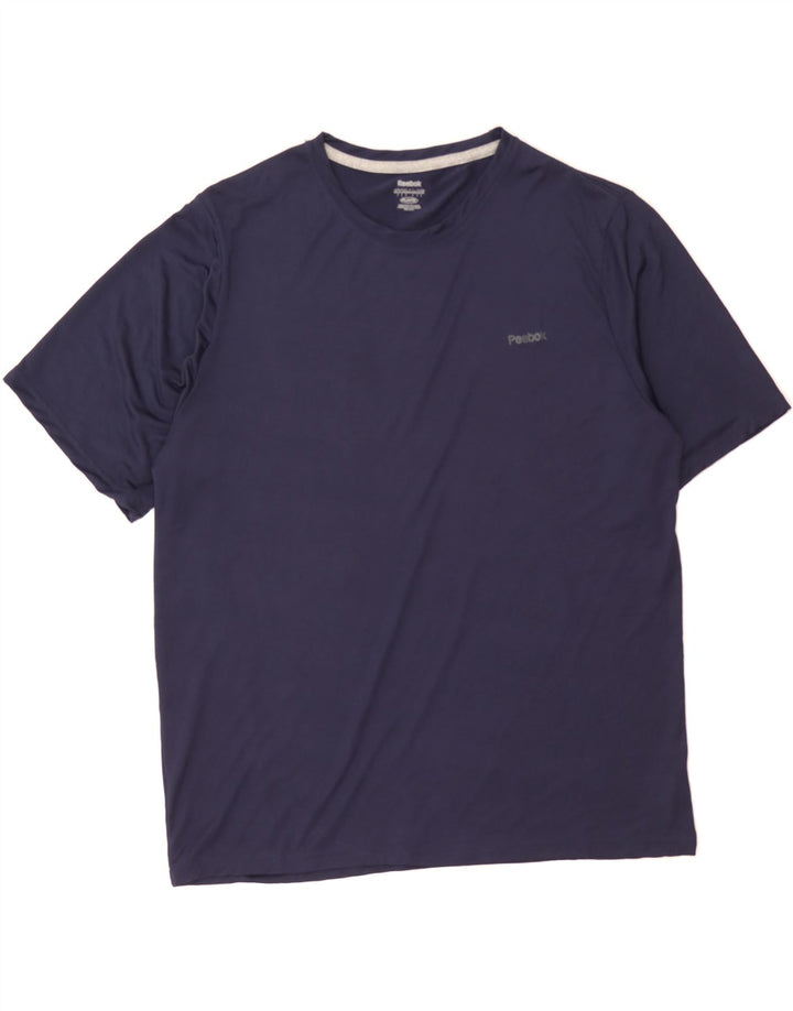 REEBOK Mens T-Shirt Top XL Navy Blue Polyester Vintage Reebok and Second-Hand Reebok from Messina Hembry 