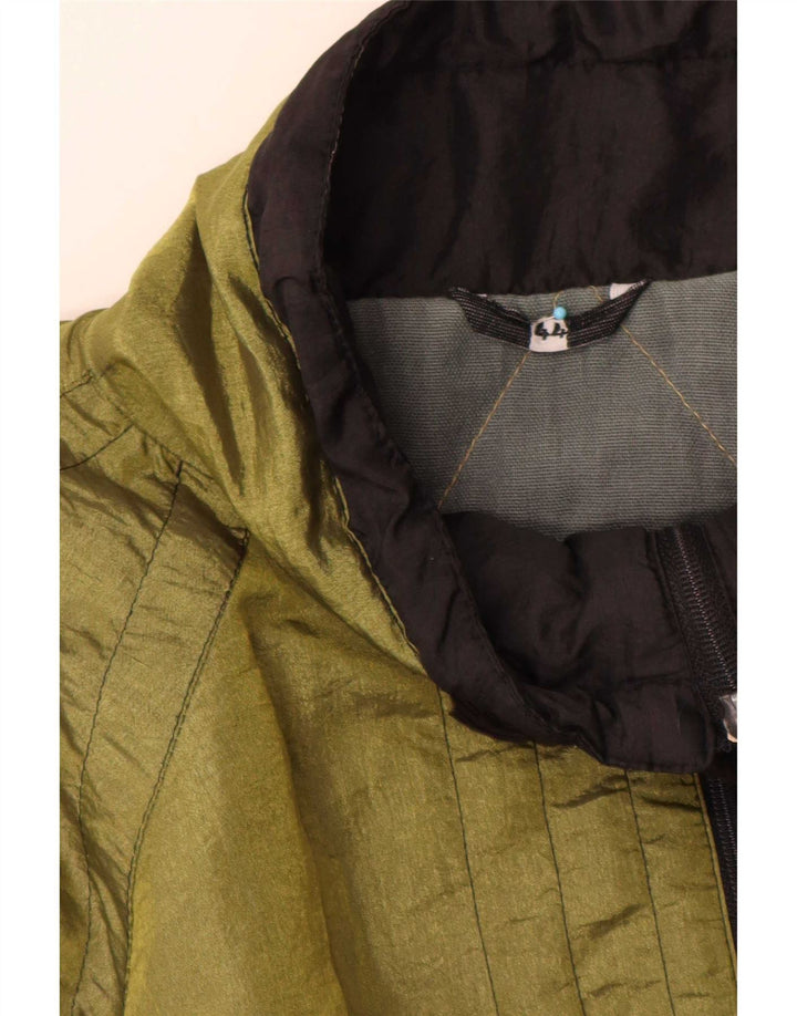 Vintage hombres cortavientos chaqueta Reino Unido 44 2XL verde colorblock poliéster