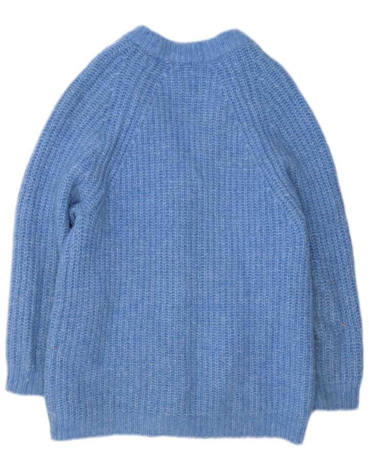 Zara Mujer Cárdigan Suéter UK 10 Pequeño Poliéster Moteado Azul