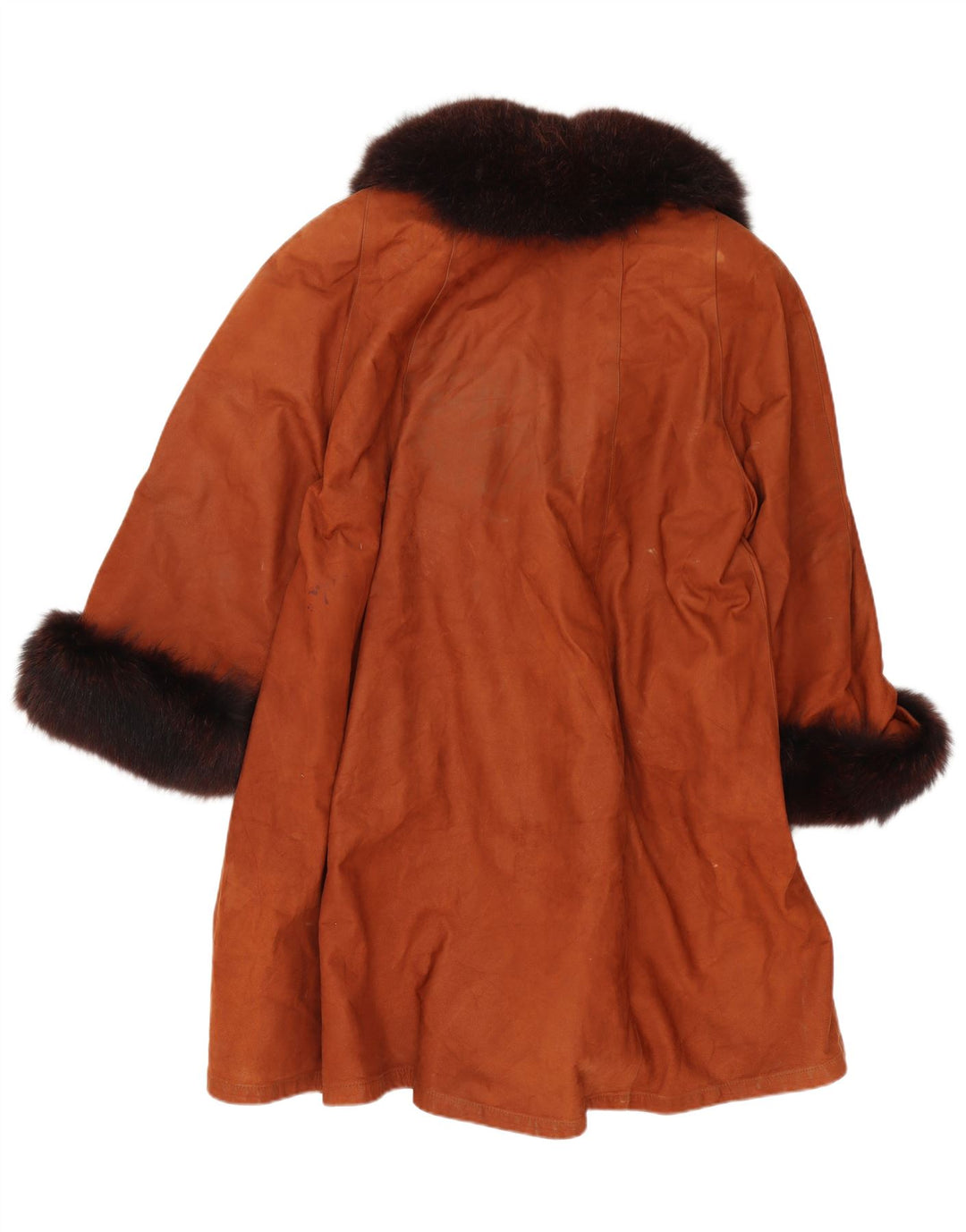 Vintage mujer cuero abrigo Reino Unido 20 2XL marrón