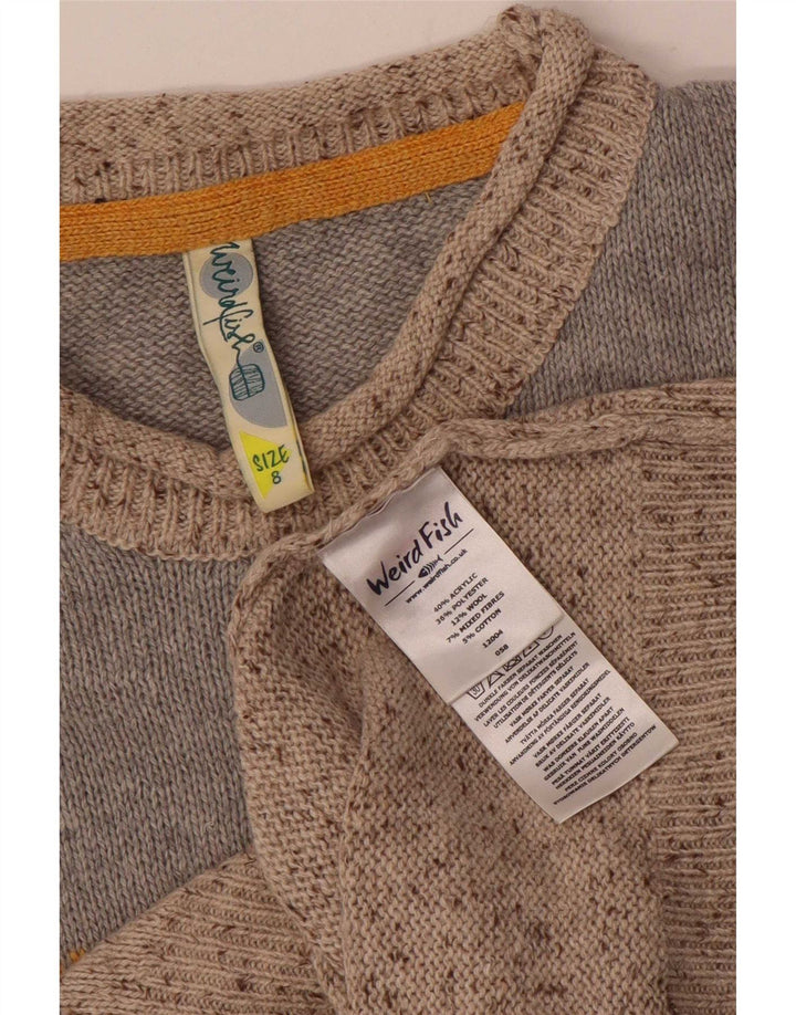 Weird Fish Suéter tipo jersey con cuello alto para mujer, talla 8, color gris pequeño