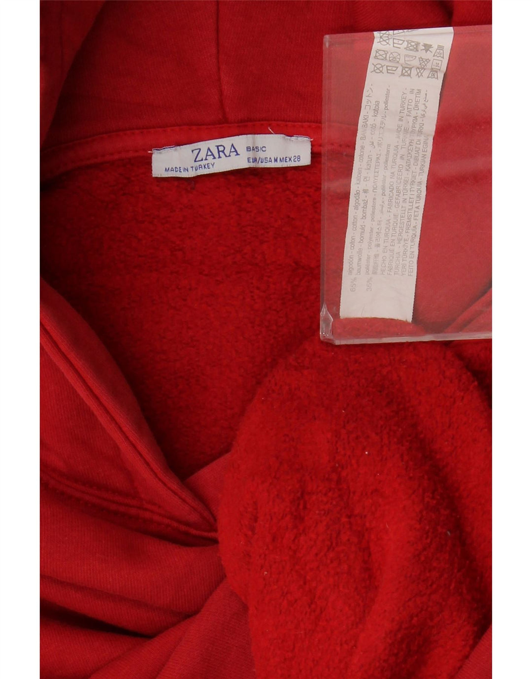 ZARA Jersey corto con capucha para mujer UK 44 Algodón rojo mediano