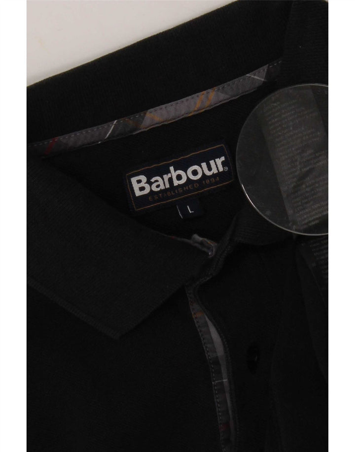 Barbour Polo Hombre Grande Algodón Negro