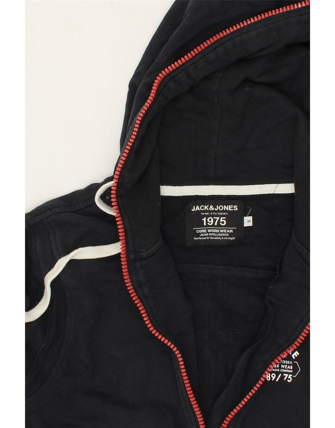JACK & JONES Mens Zip Hoodie Sweater Small Black Colourblock Vintage Jack & Jones and Second-Hand Jack & Jones from Messina Hembry 