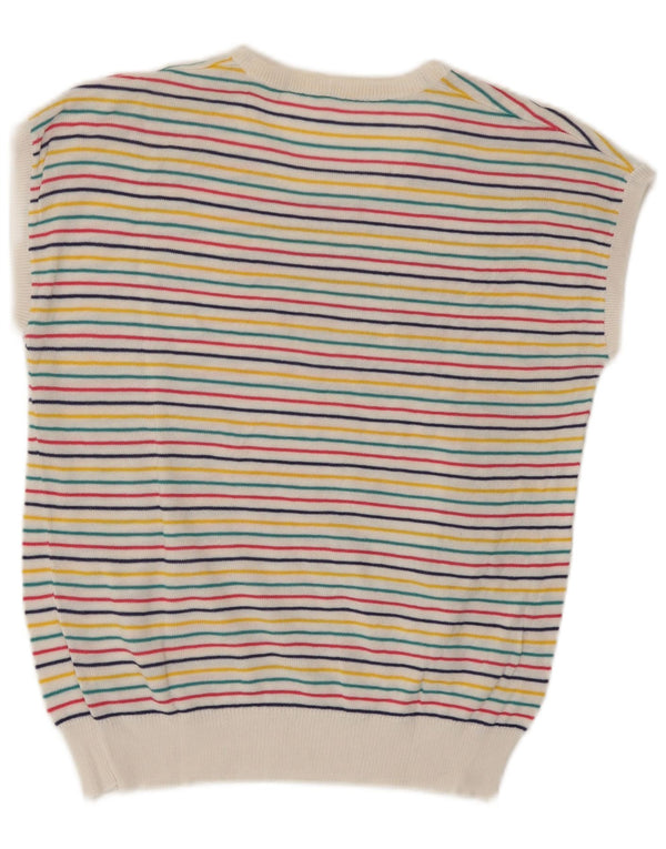 Vintage mujer chaleco tanque top Reino Unido 10 pequeño multicolor rayas