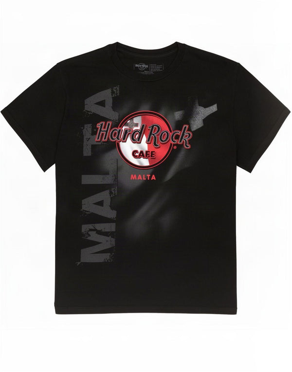 Hard Rock Cafe Mens Malta Graphic Camiseta Top Medio Algodón Negro