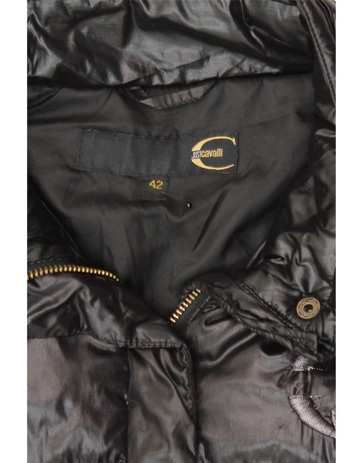 Just Cavalli Chaqueta Acolchada Corta Con Capucha Para Mujer IT 42 Medium Negro Poliamida