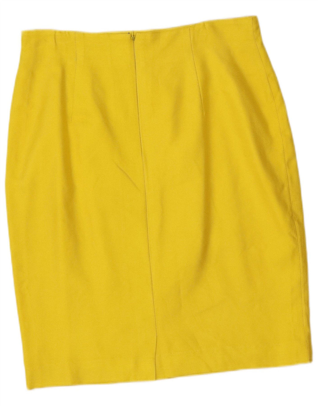 Vintage mujer 4 botones 2 piezas falda conjunto IT 46 grande W32 seda amarilla