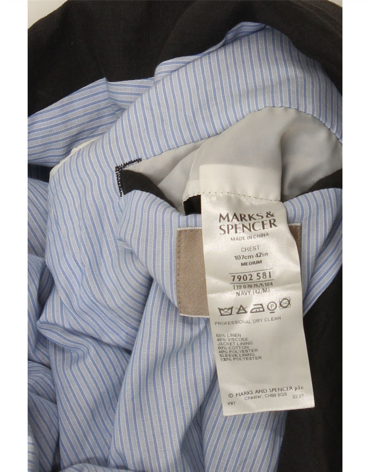 Marks & Spencer Chaqueta tipo blazer de 2 botones para hombre Reino Unido 42 Grande Lino azul marino
