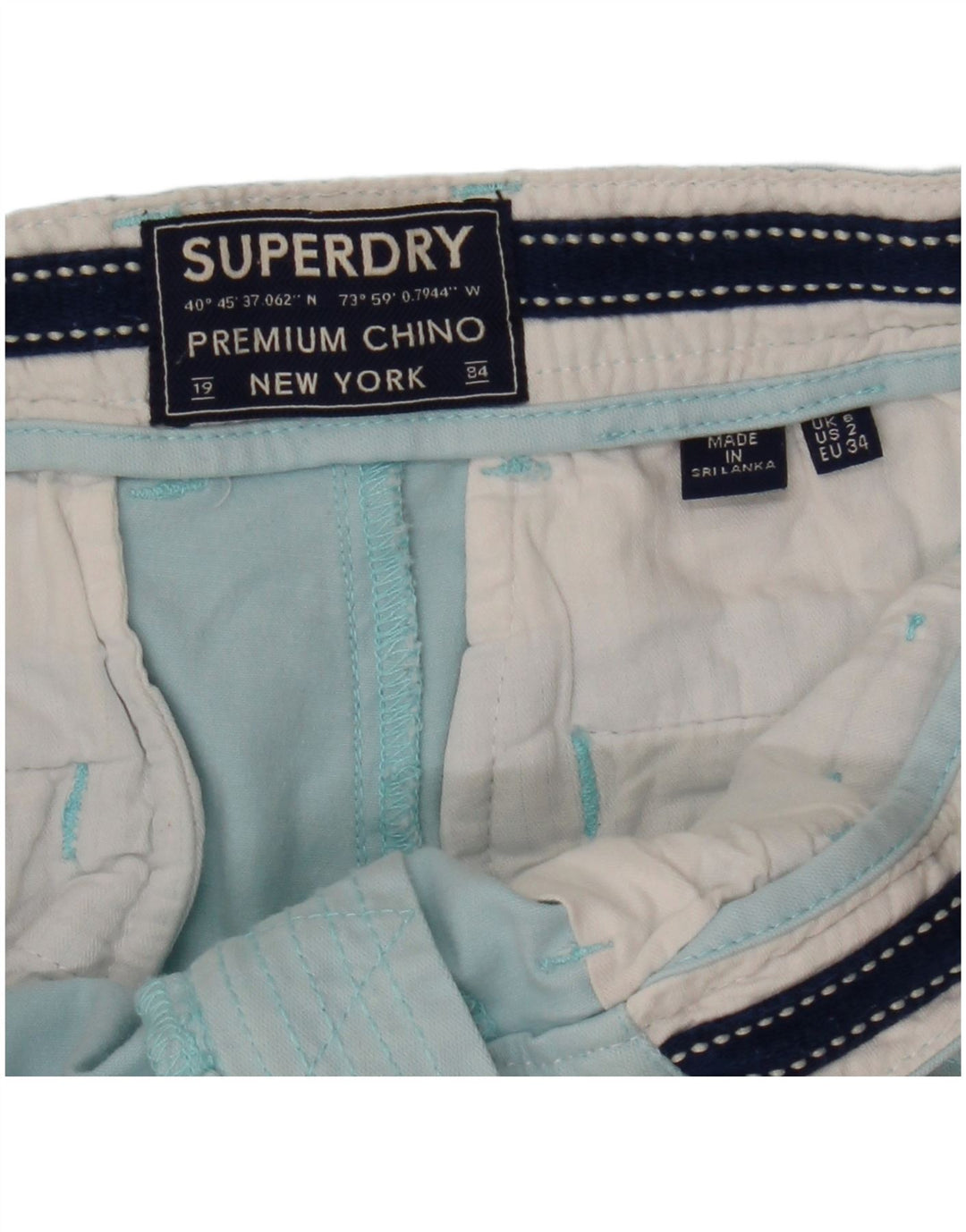 SUPERDRY Pantalones cortos chinos para mujer UK 6 XS W25 Azul