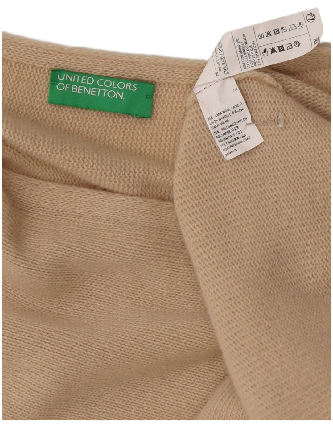 Benetton Jersey Poncho Asimétrico Talla Única Lana Beige