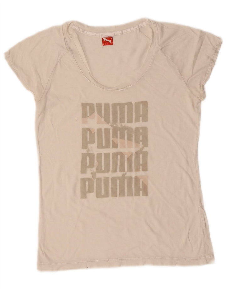 Puma Camiseta gráfica para mujer Top UK 12 Medium White