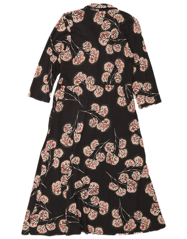 White Stuff Vestido camisero largo de manga 3/4 para mujer UK 40 Mediano Negro Floral