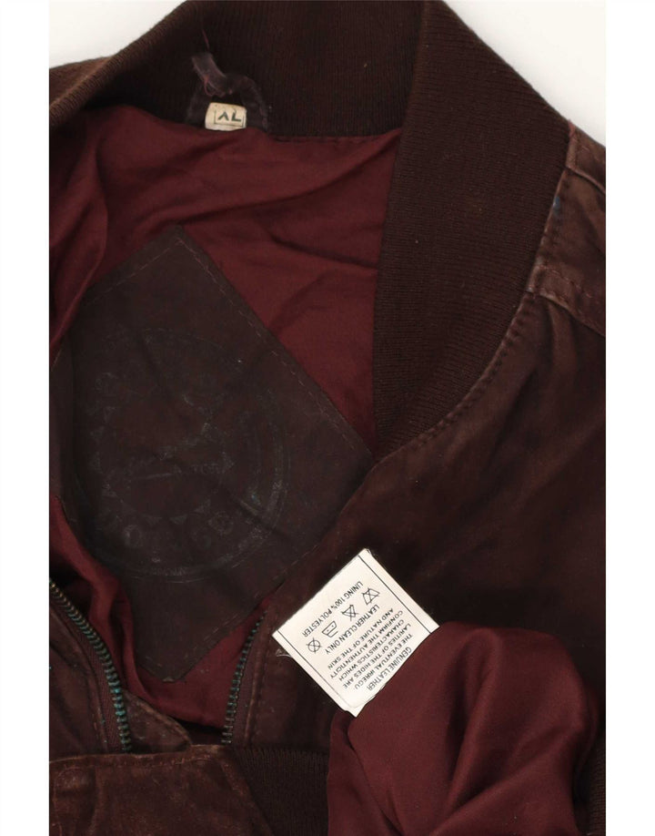 Vintage hombres ante bomber chaqueta Reino Unido 42 XL cuero marrón