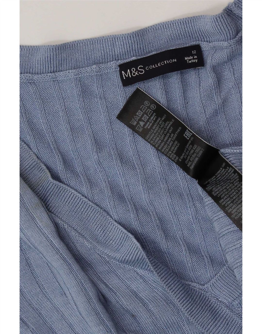 Marks & Spencer Blusa corta para mujer UK 42 Viscosa azul medio