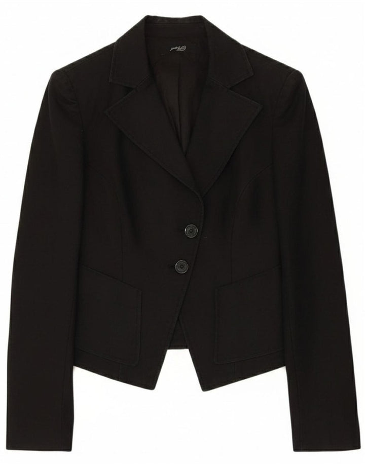PHARD Womens 2 Button Blazer Jacket IT 42 Medium Black Cotton