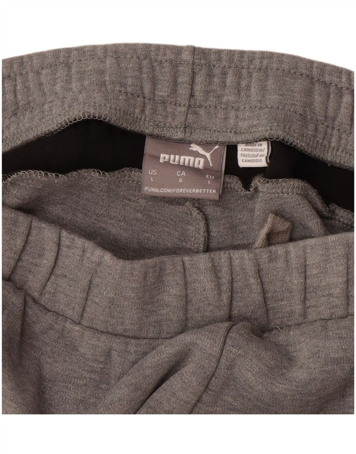 PUMA Pantalones de chándal para hombre de algodón color block en gris grande
