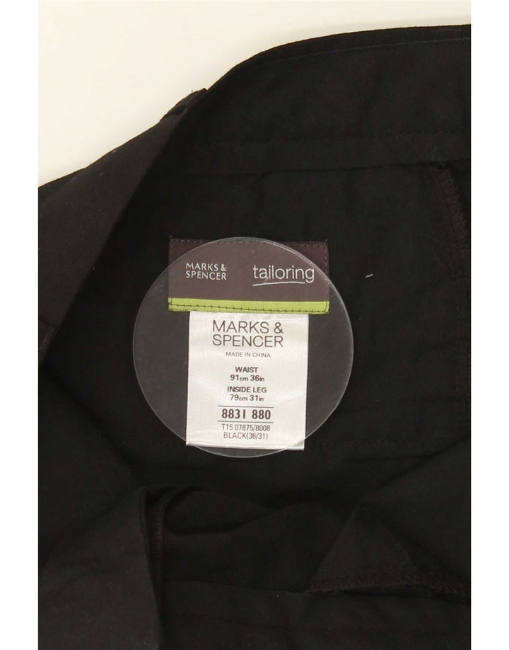Marks & Spencer Pantalón de traje recto para hombre W36 L31 Poliéster negro