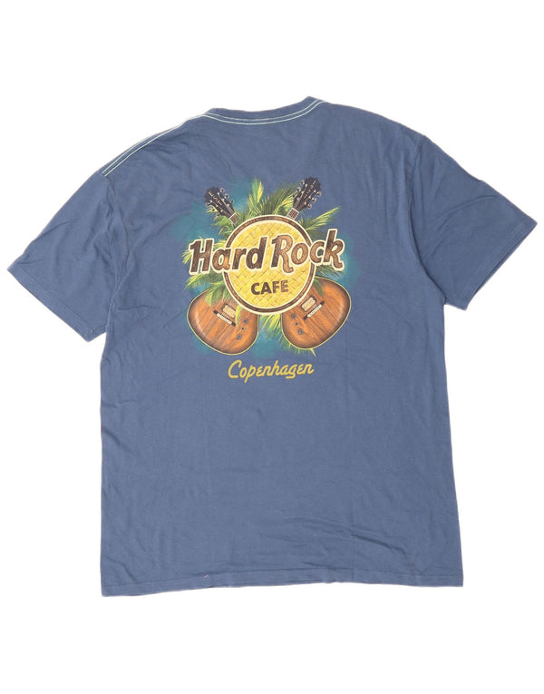 HARD ROCK CAFE Camiseta gráfica Copenhague para hombre Top XL Algodón azul