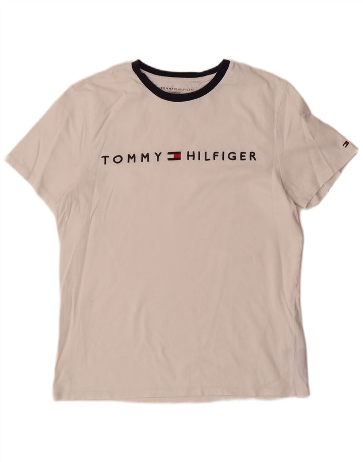 Tommy Hilfiger Camiseta gráfica para hombre Top Medium White