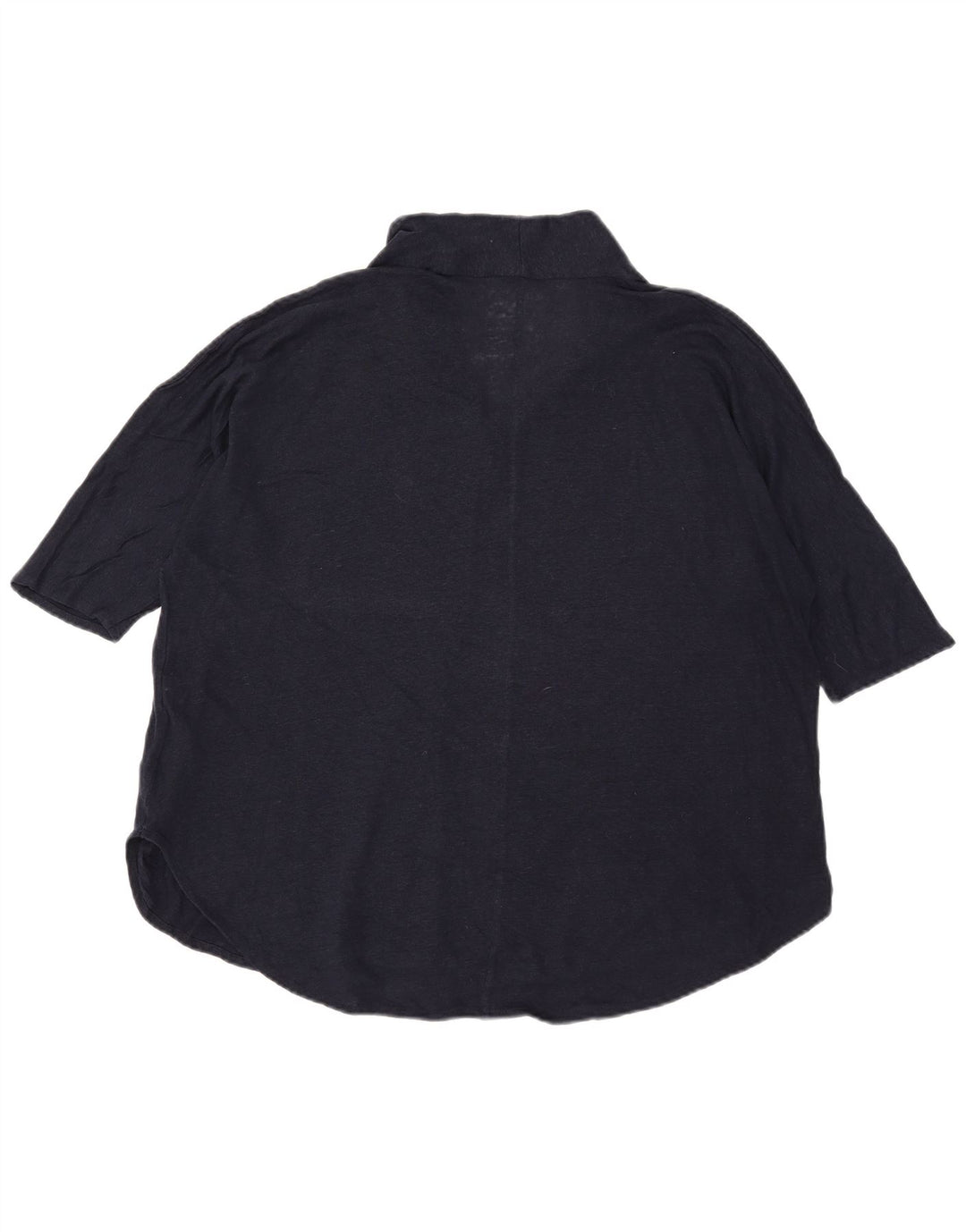 Massimo Dutti Blusa Mujer Top UK 40 XL Lino Azul Marino