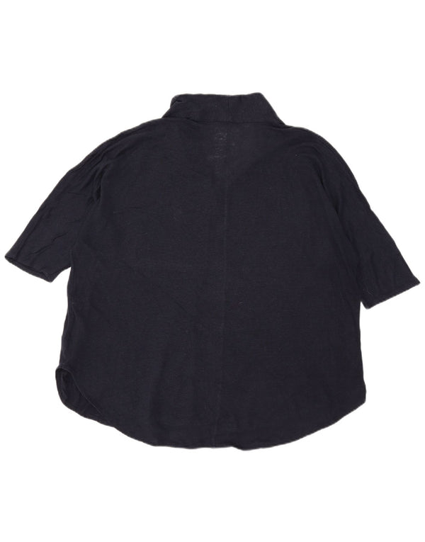 Massimo Dutti Blusa Mujer Top UK 40 XL Lino Azul Marino