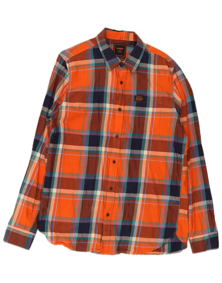 Superdry Camisa De Franela De Algodón A Cuadros Naranja Grande Para Hombre