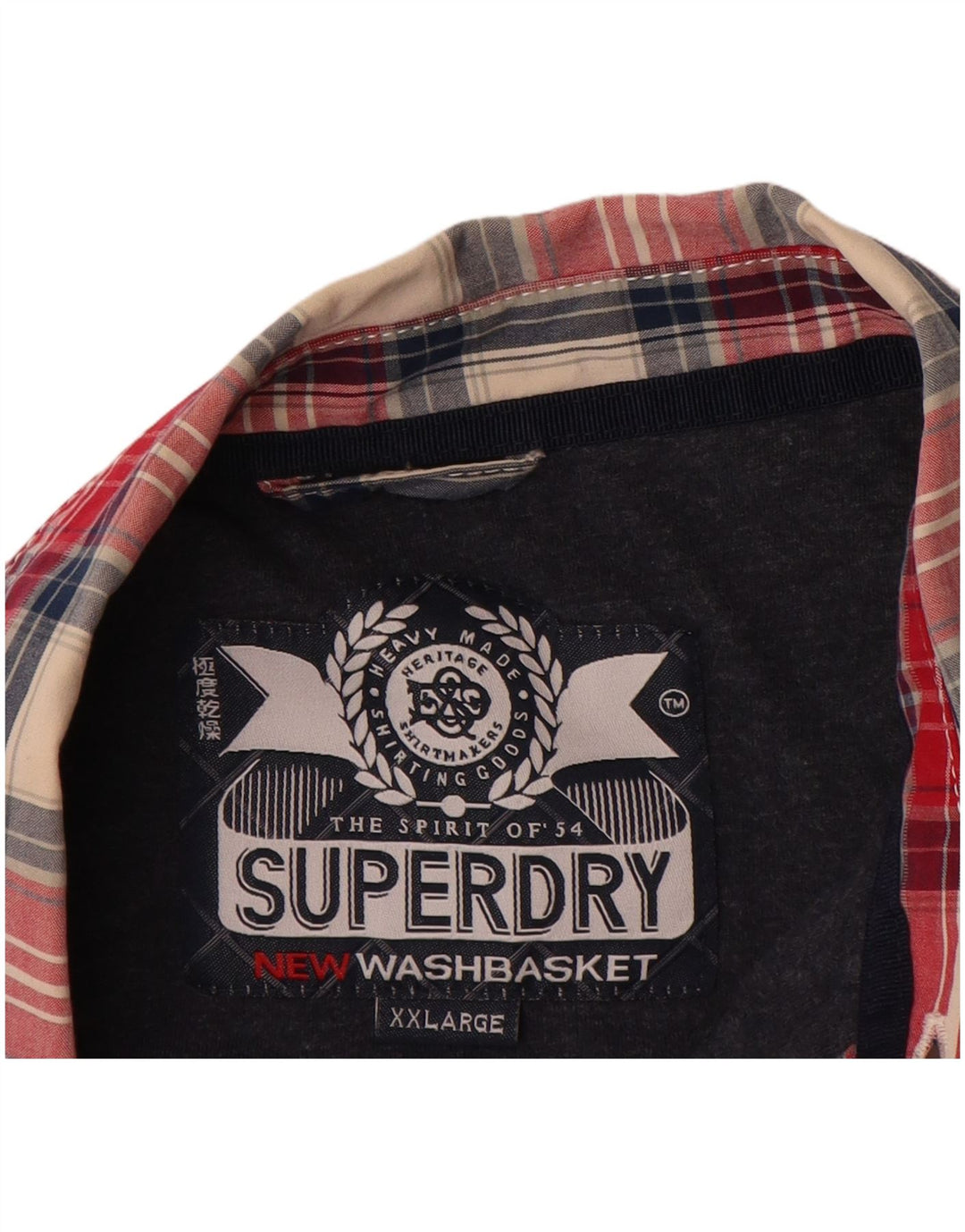 SUPERDRY Camisa de hombre 2XL Algodón a cuadros rojos