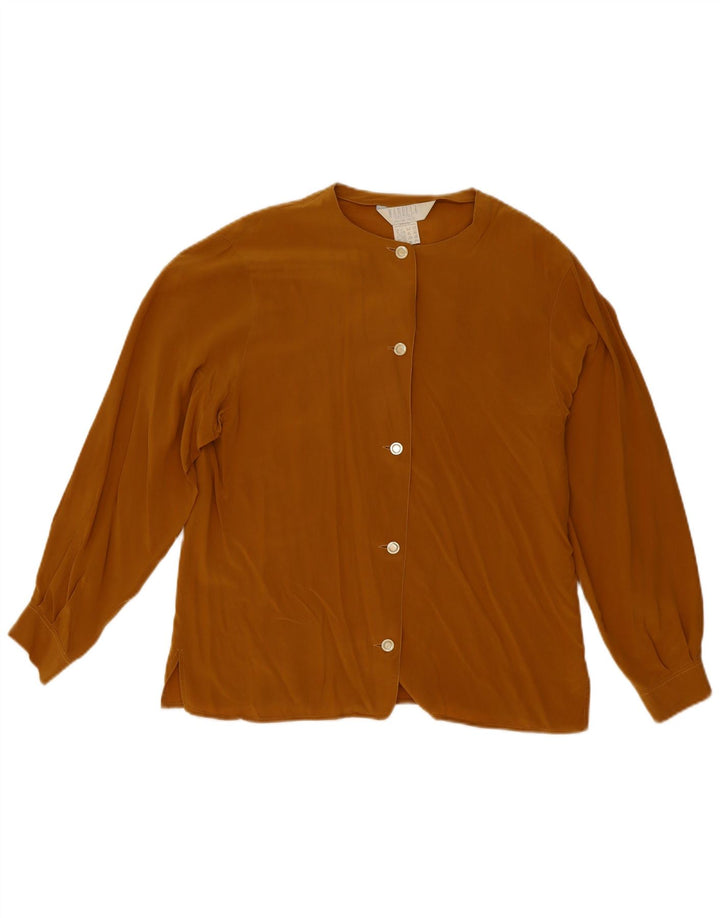 Marella Blusa tipo camisa para mujer UK 42 Seda marrón medio