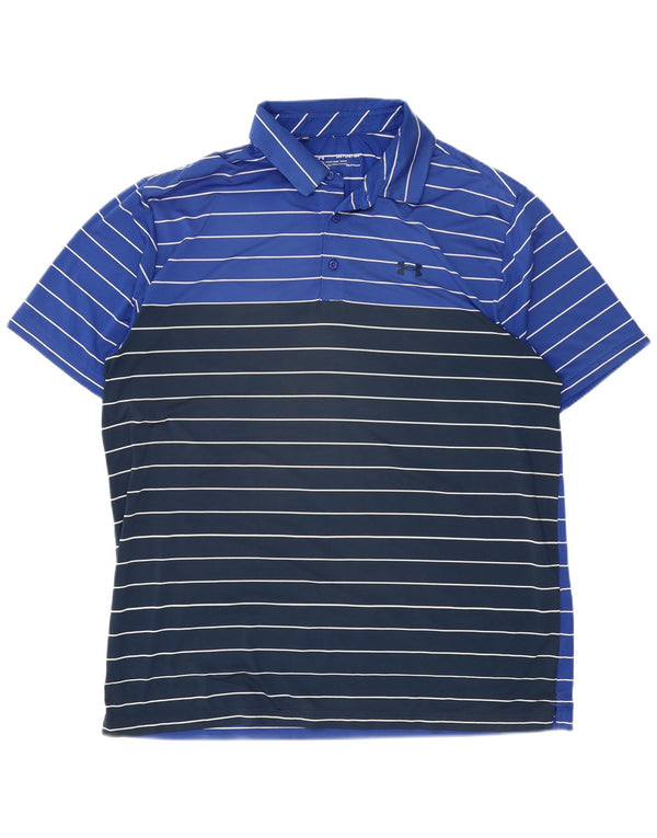 Under Armour Polo Heat Gear para hombre 2XL Poliéster a rayas azul marino