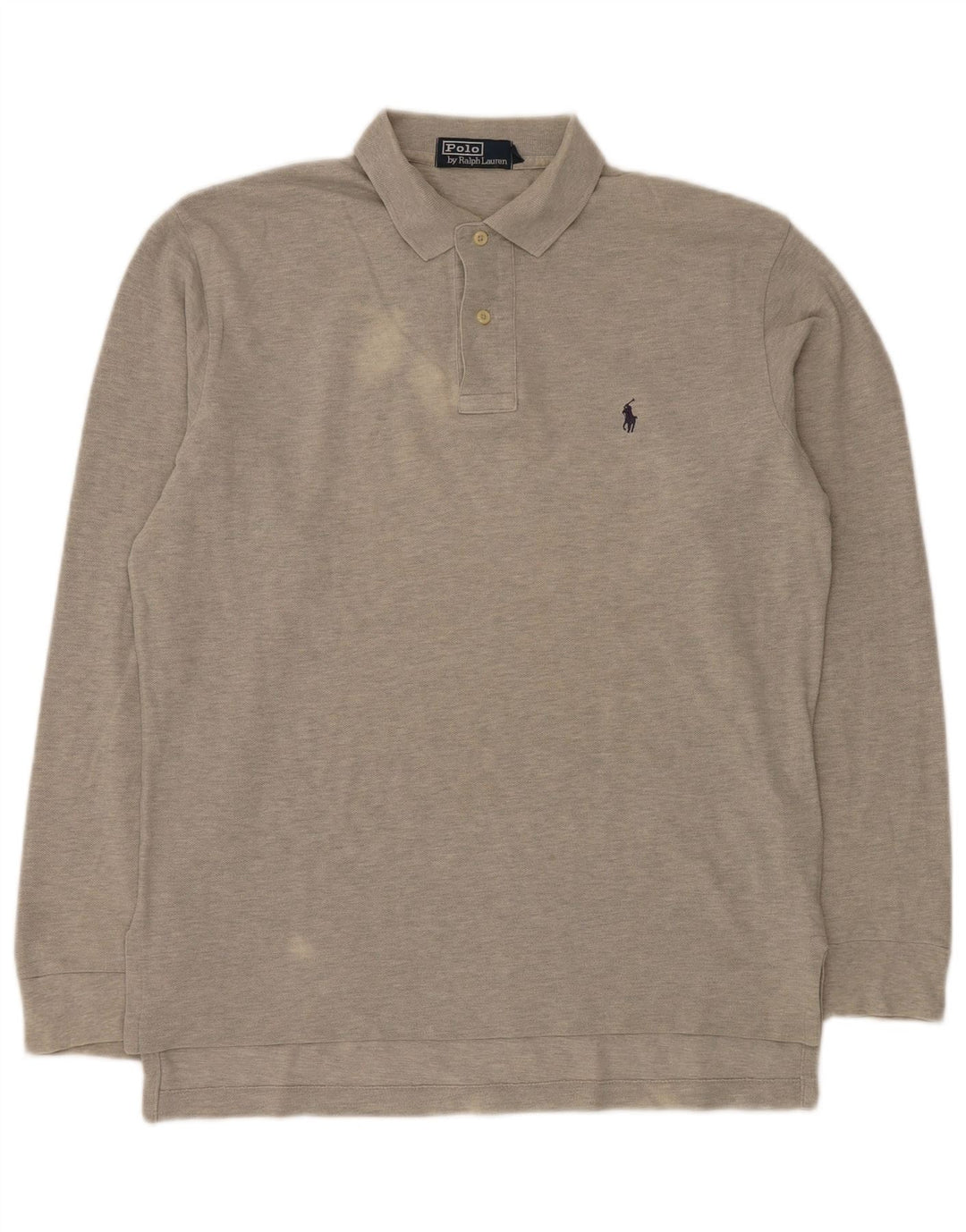 POLO RALPH LAUREN Polo holgado de manga larga para hombre de algodón gris medio