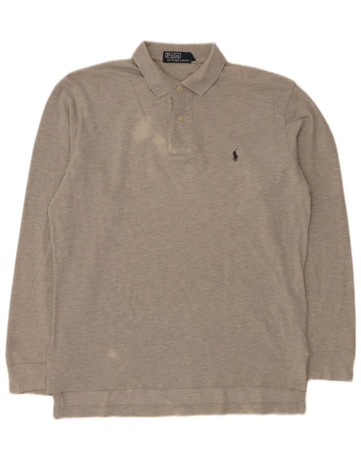POLO RALPH LAUREN Polo holgado de manga larga para hombre de algodón gris medio