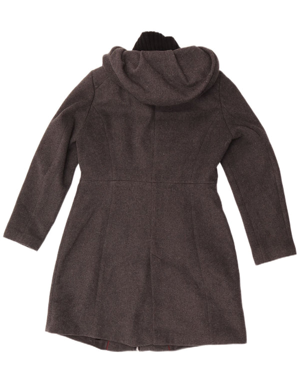 Zara Mujer Abrigo Con Capucha ES 40 XL Gris