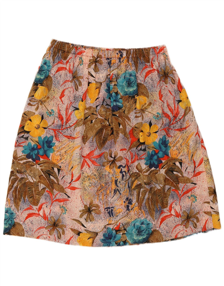 Vintage mujer gráfica una línea falda W30 medio multicolor floral